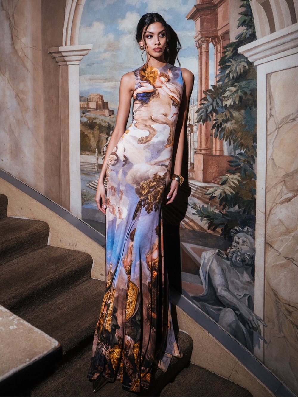 Alice and Olivia Delora Open Back Maxi Dress Renaissance Fair